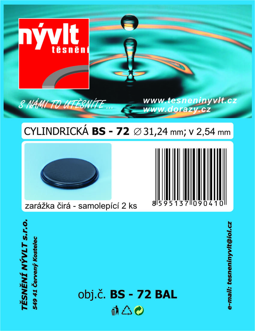 doraz samolep.cylindr.pr.31,2x2,5mm TRA  BS-72 (2ks) 0.01 Kg MAXMIX Sklad14 606815 5