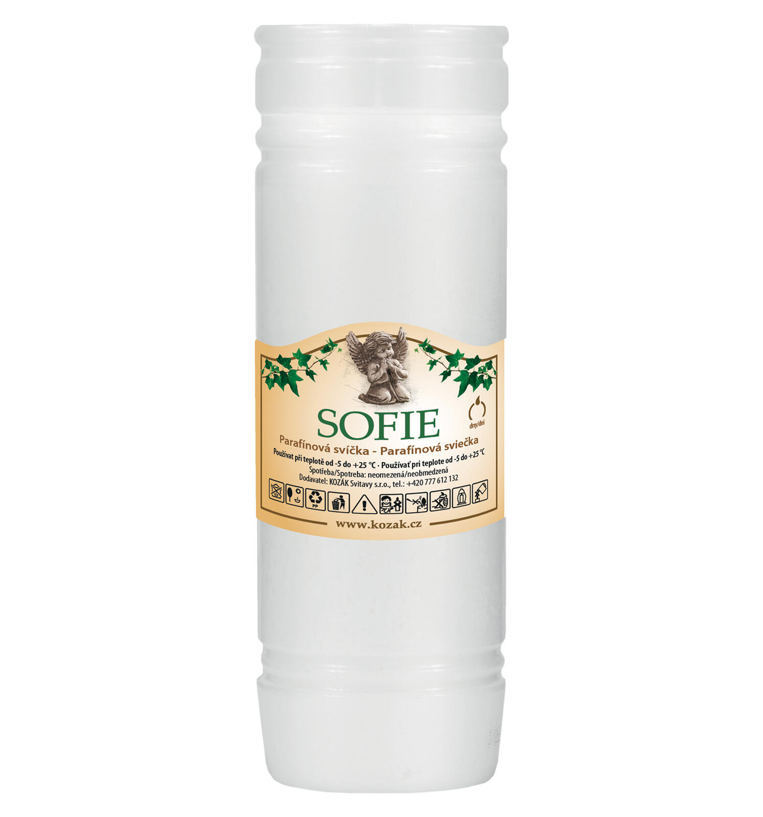 svíčka hřbitovní náhradní 15cm 350g (hoří 5dní) paraf. BÍ 0.35Kg MAT MAXMIX Sklad14 716211