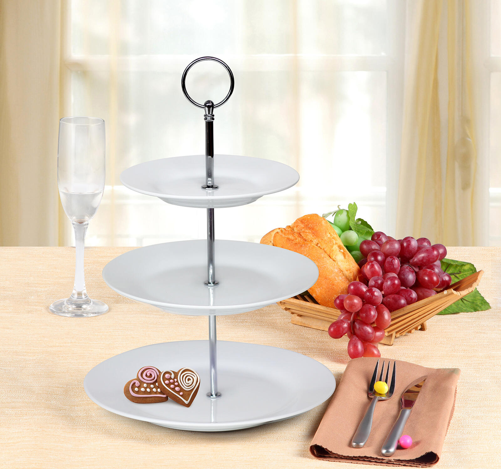 podnos 3 patra kulatý SOFIA porcelán BÍ 1.16 Kg MTA MAXMIX Sklad14 369372