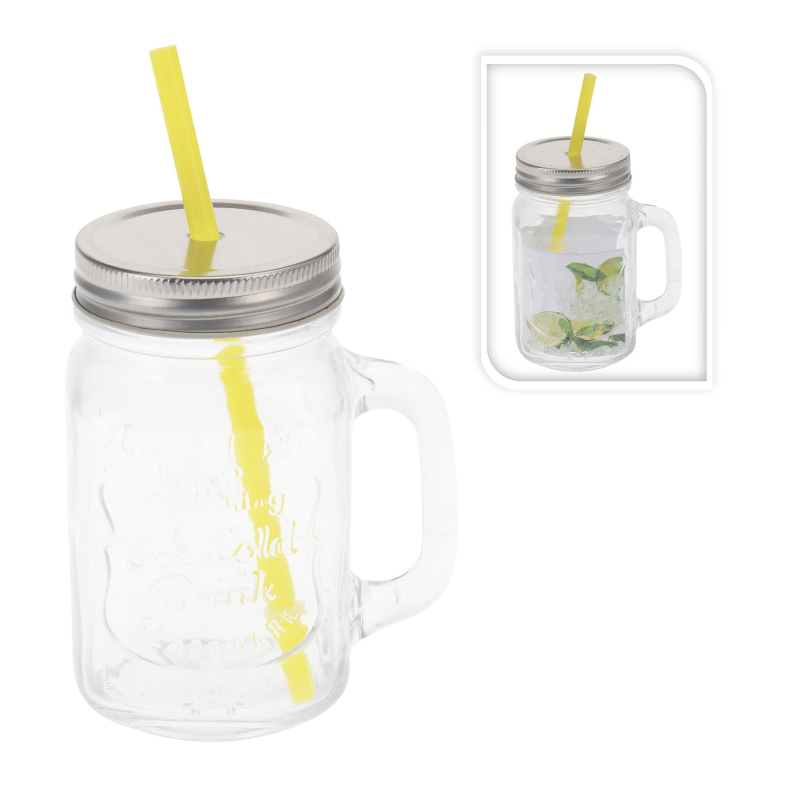 sklenice 450ml s uchem, víčkem a brčkem 0.34 Kg MTA MAXMIX Sklad14 385566