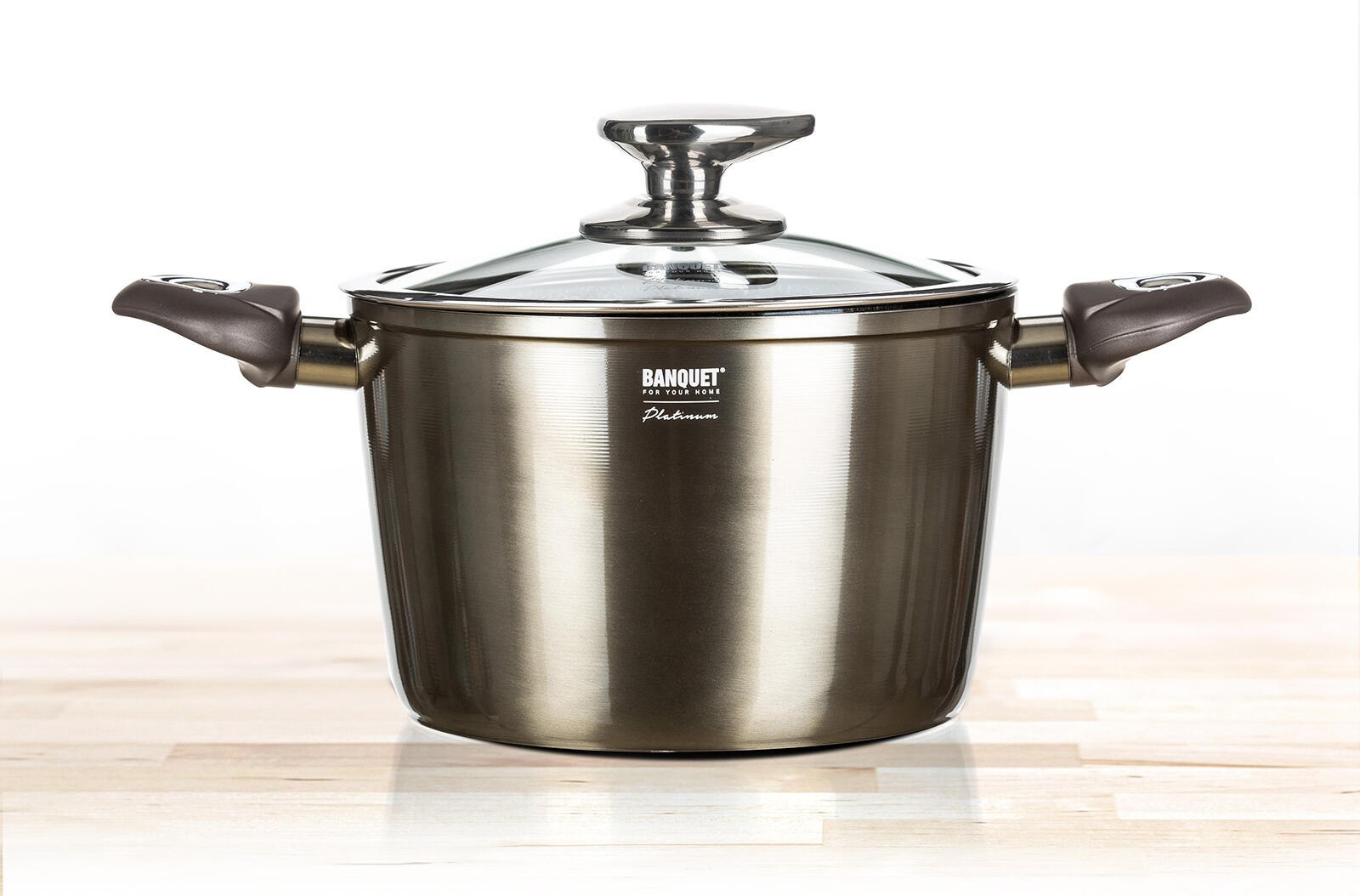 hrnec 20x13,5cm 3,6l nepřiln.povrch METALLIC PLATINUM se skl.pokli