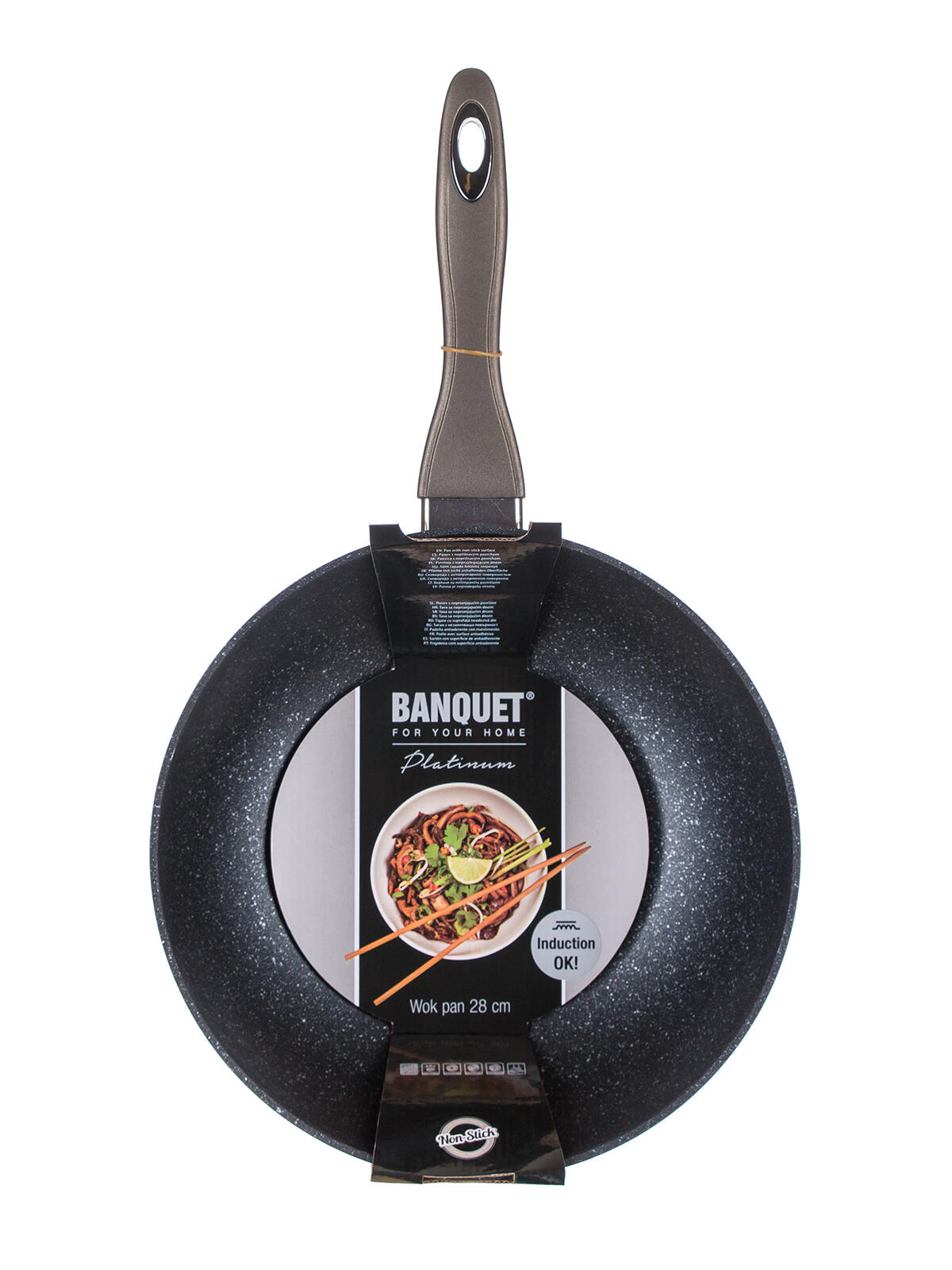 pánev WOK 28x7,8cm nepřiln.povrch METALLIC PLATINUM 1.05 Kg MTA MAXMIX Sklad14 369393