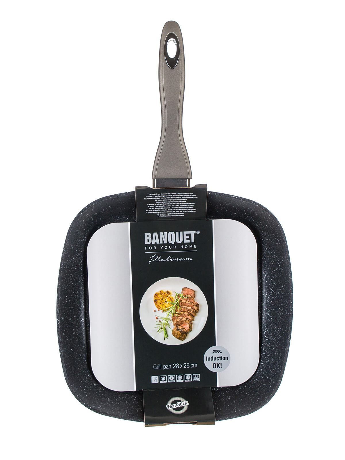 pánev steaková 28x28x4,8cm nepřiln.povrch METALLIC PLATINUM 0.94 Kg MTA MAXMIX Sklad14 369394