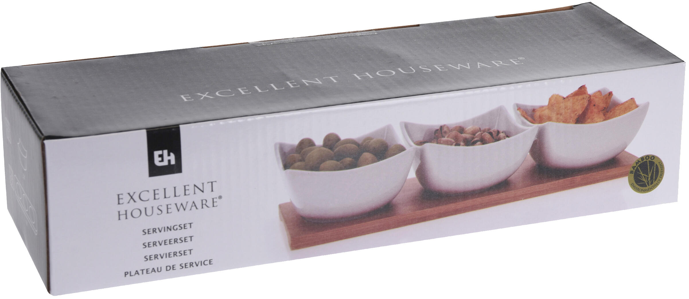 miska servírovací sada 4díl.(1xbambus.tác 30x10cm+3xmiska porcelán 9,5x5,5cm BÍ) 0.81 Kg MTA MAXMIX Sklad14 385727