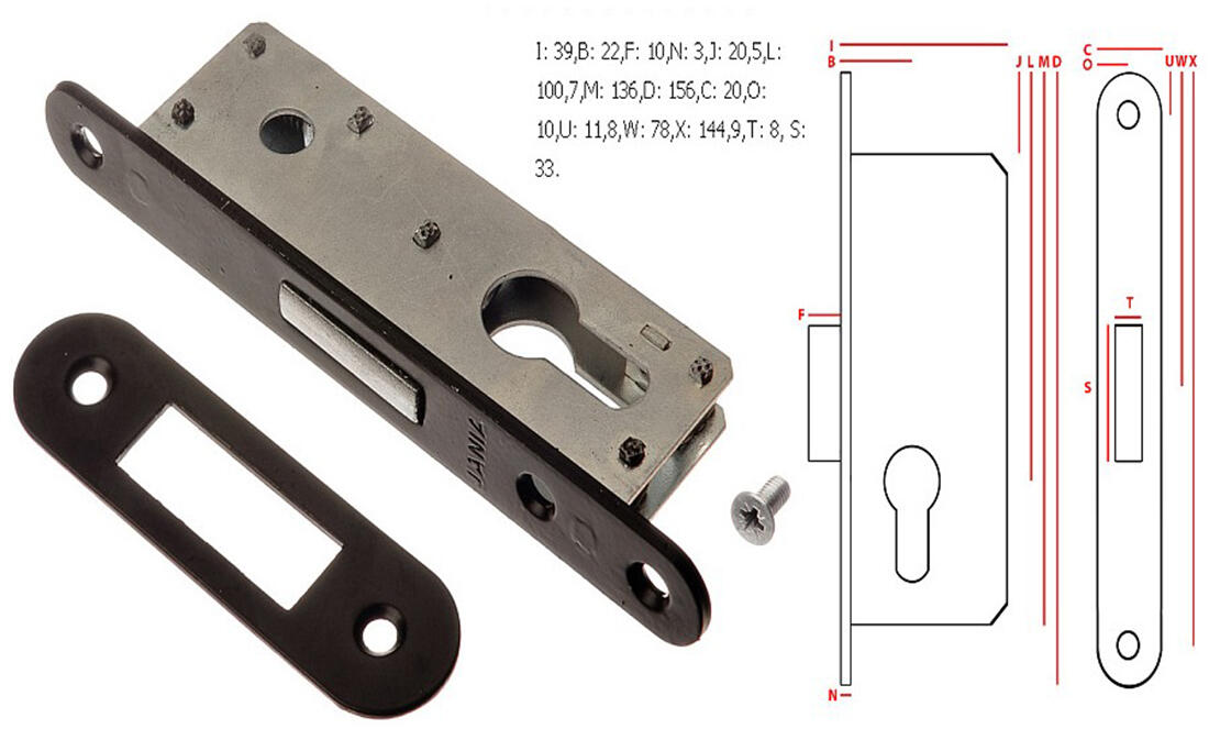 zámek vratový 90 L cyl.vl./převod 1.12 Kg MTA MAXMIX Sklad14 523581