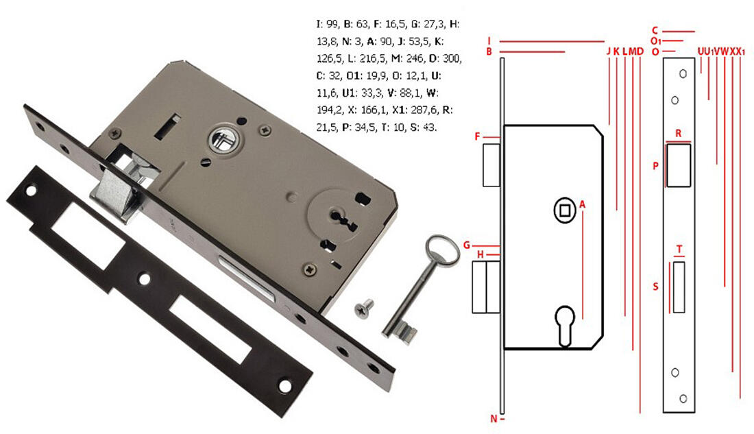 zámek vratový 90 P klíč 2kl. 1.16 Kg MTA MAXMIX Sklad14 523587