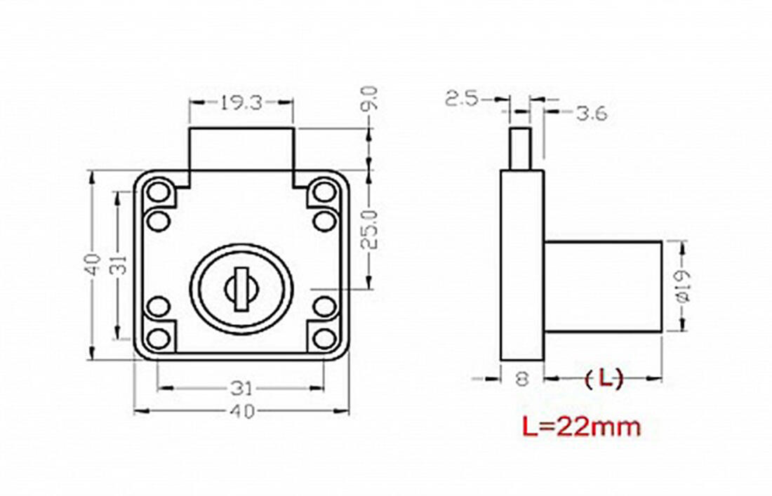 zámek zásuvkový AVES 138-22 Ni  (12ks) 1 Kg MTA MAXMIX Sklad14 523589