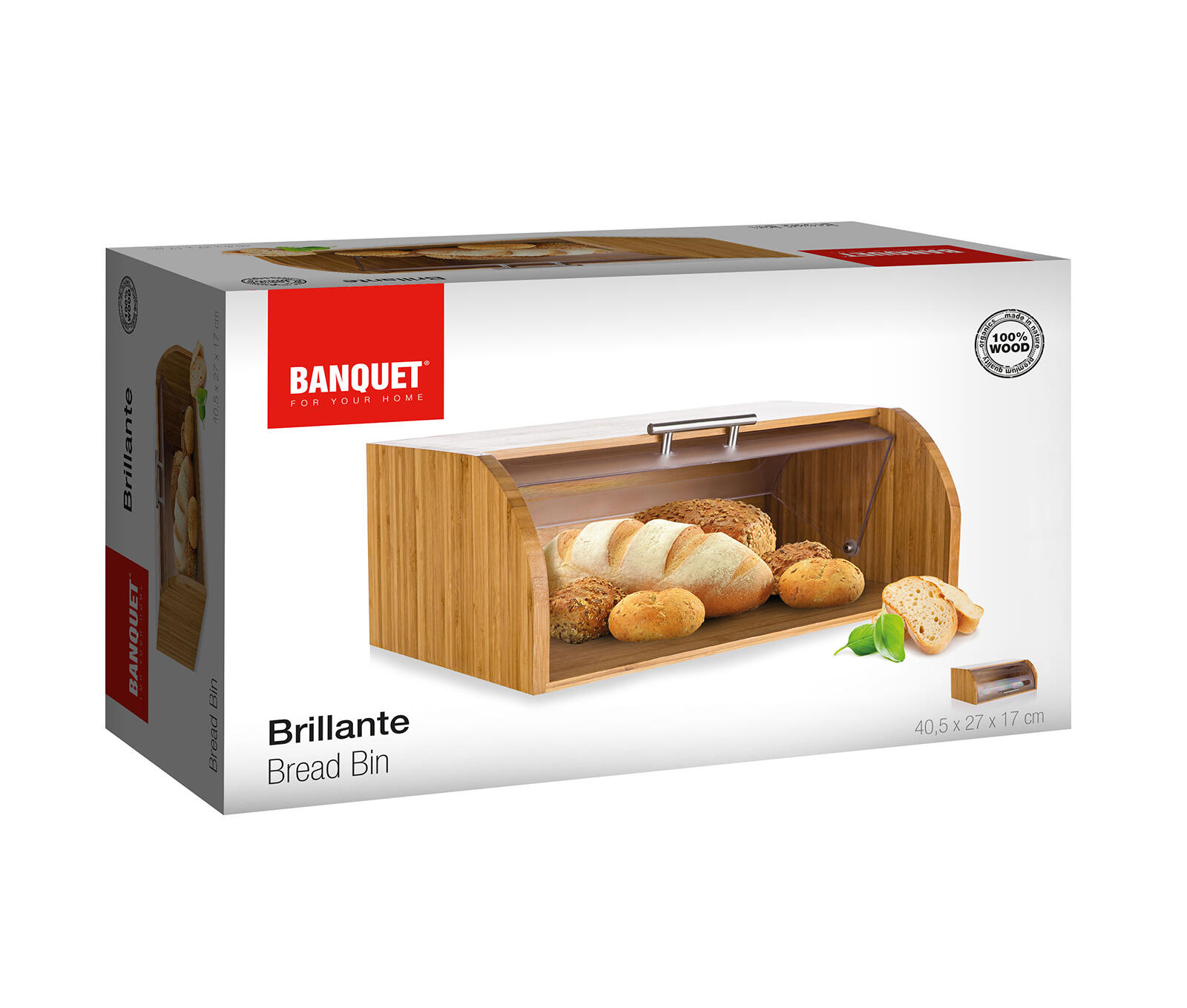 chlebovka 40,5x27x17cm BRILLANTE dřev.bambus/PH