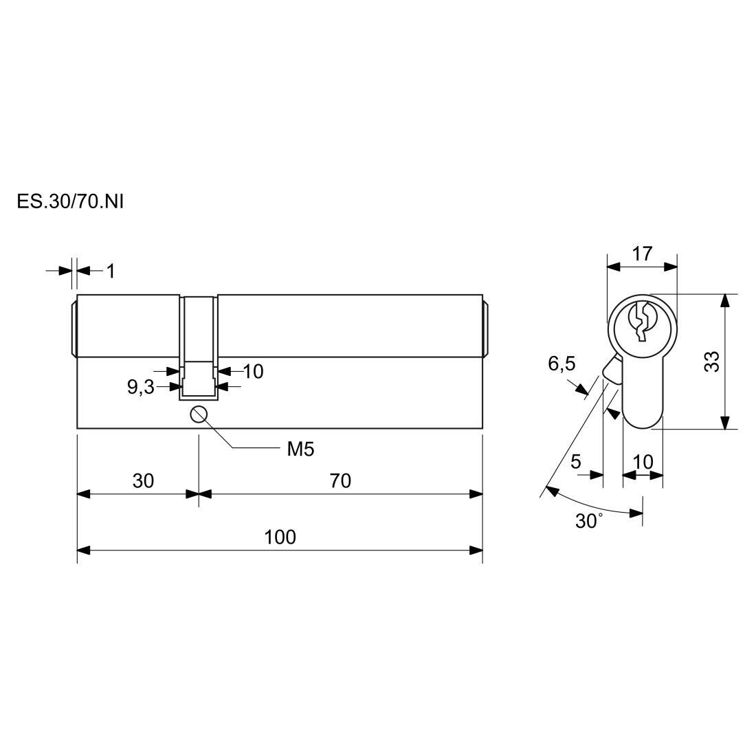 vložka cylindrická 30+70 6kl. Ni, 3.třída bezpečnosti  RICHTER 0.39 Kg MTA MAXMIX Sklad14 495062