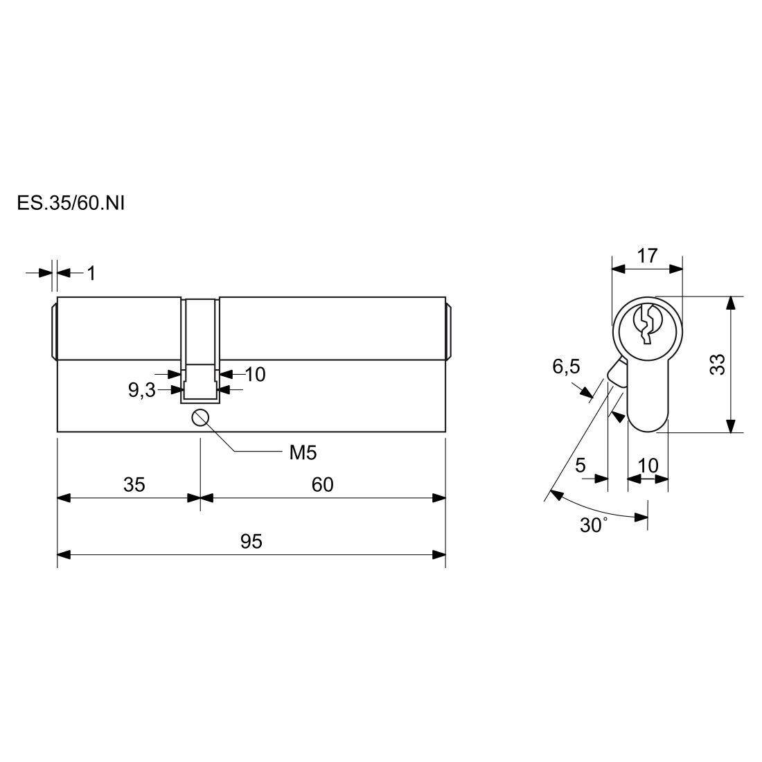 vložka cylindrická 35+60 6kl. Ni, 3.třída bezpečnosti  RICHTER 0.37 Kg MTA MAXMIX Sklad14 495065