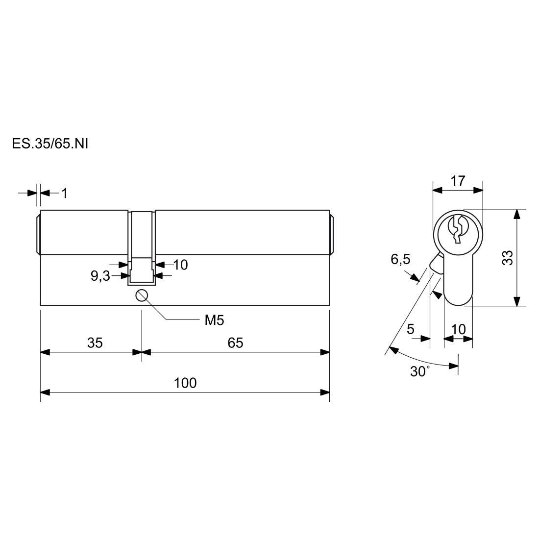 vložka cylindrická 35+65 6kl. Ni, 3.třída bezpečnosti  RICHTER 0.38 Kg MTA MAXMIX Sklad14 495066