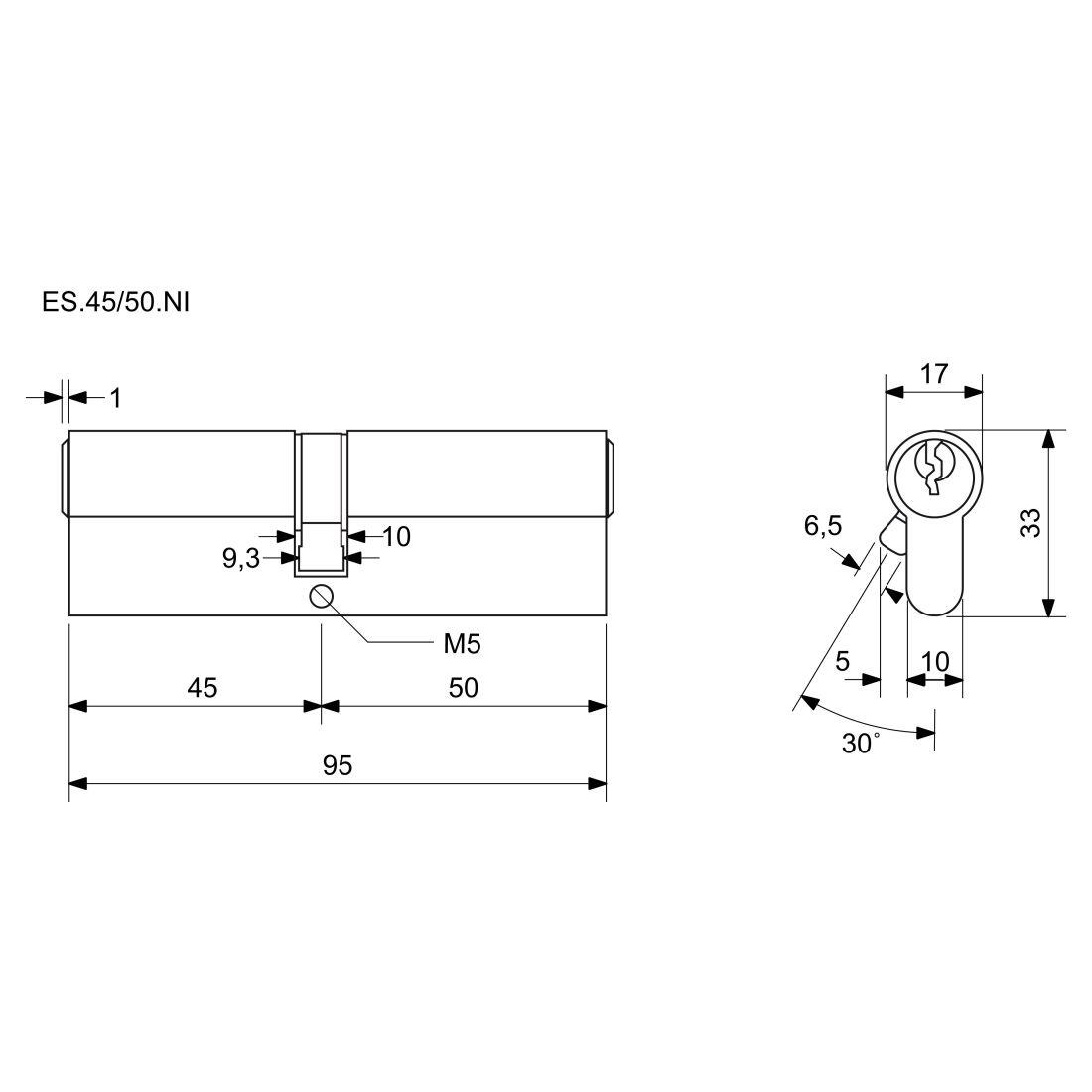 vložka cylindrická 45+50 6kl. Ni, 3.třída bezpečnosti  RICHTER 0.37 Kg MTA MAXMIX Sklad14 495072
