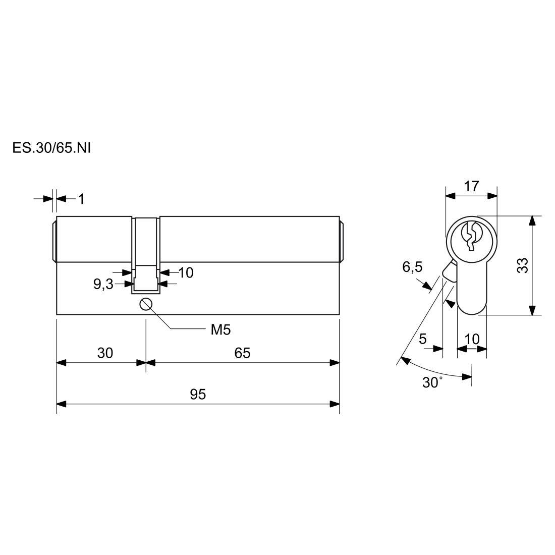 vložka cylindrická 30+65 6kl. Ni, 3.třída bezpečnosti  RICHTER 0.37 Kg MTA MAXMIX Sklad14 495074