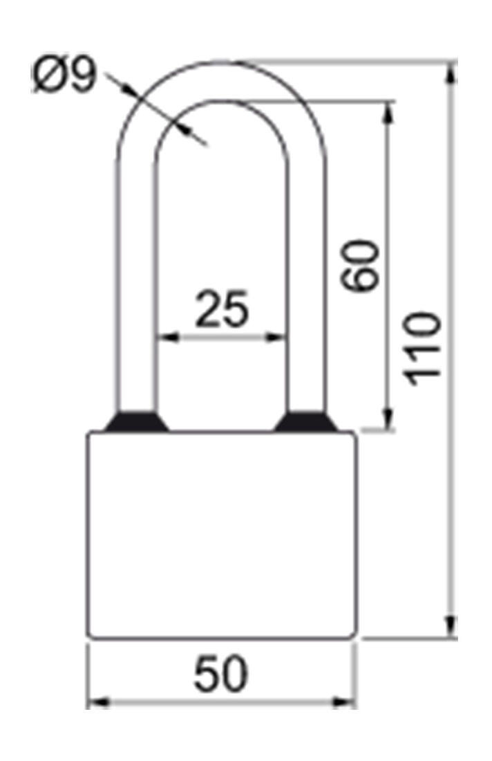 zámek visací OVAL 52 prodloužený 3kl.  RICHTER 0.31 Kg MTA MAXMIX Sklad14 495080