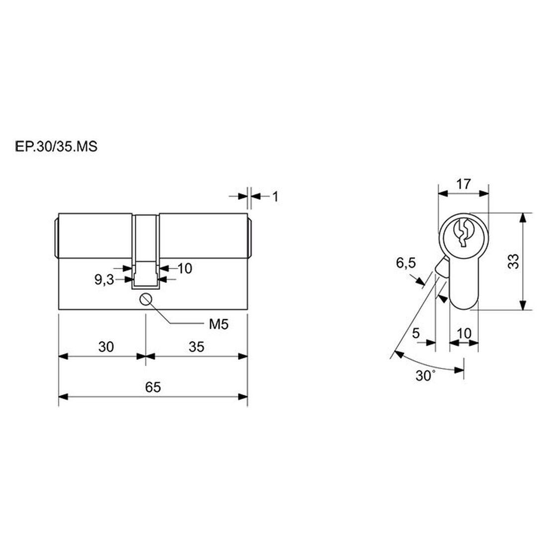 vložka cylindrická stavební EP 30+35 3kl. Ms RICHTER 0.22 Kg MTA MAXMIX Sklad14 495083