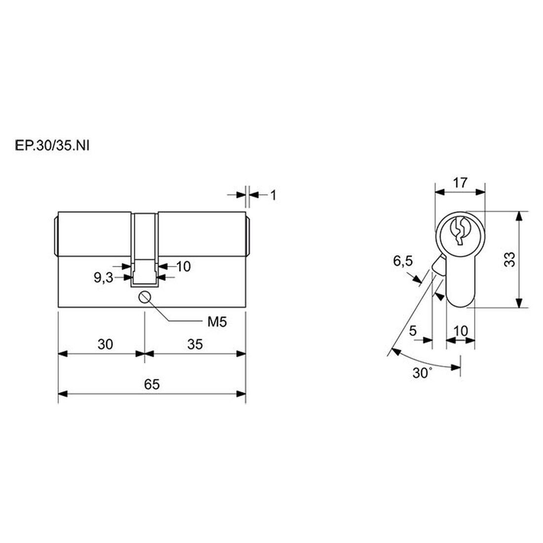 vložka cylindrická stavební EP 30+35 3kl. Ni RICHTER 0.22 Kg MTA MAXMIX Sklad14 495084