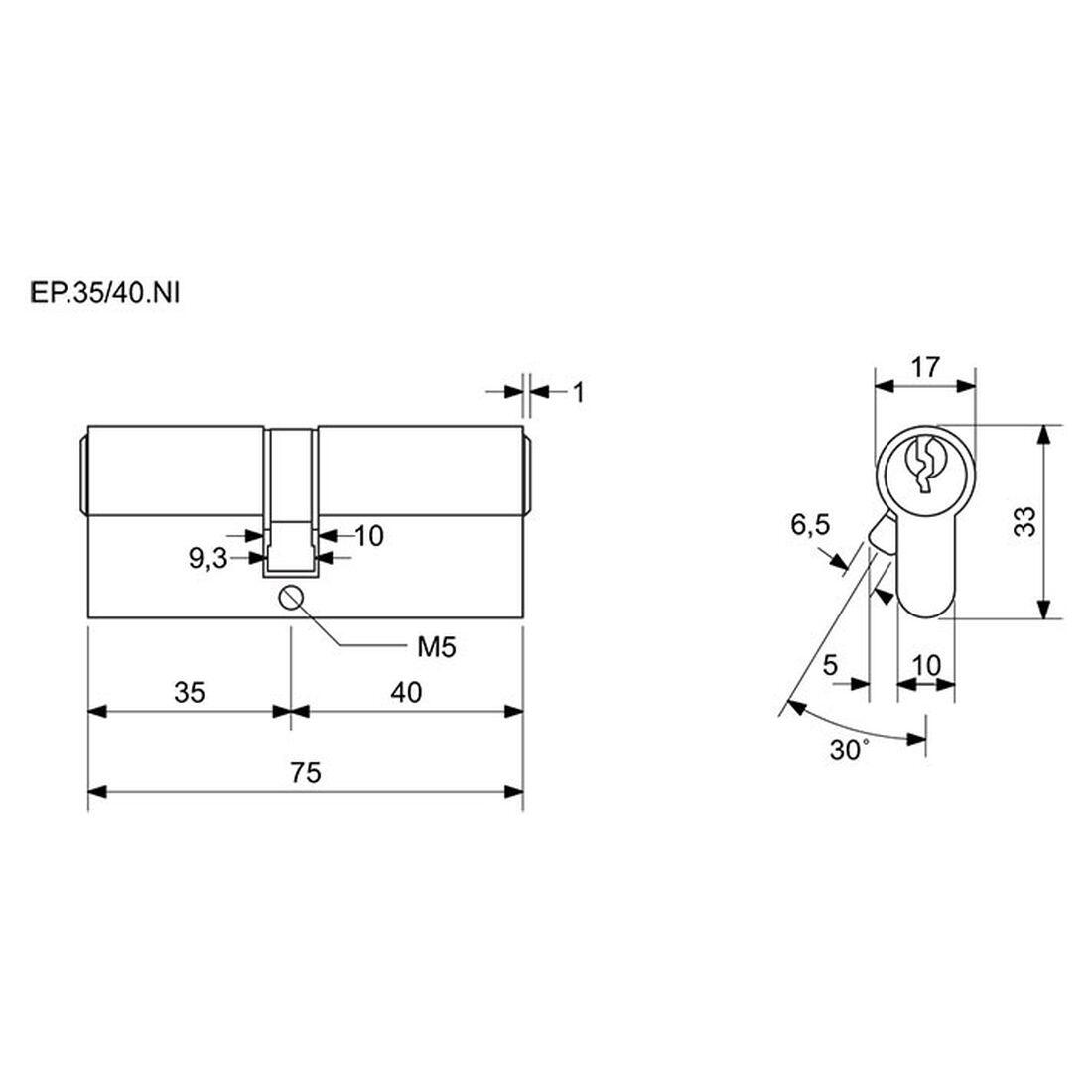 vložka cylindrická stavební 35+40 3kl. Ni RICHTER 0.25 Kg MTA MAXMIX Sklad14 495089