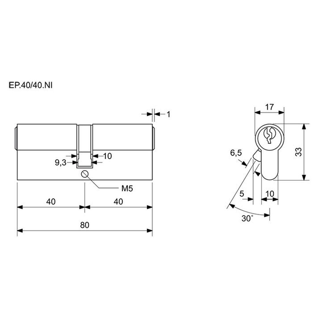 vložka cylindrická stavební 40+40 3kl. Ni RICHTER 0.27 Kg MTA MAXMIX Sklad14 495090