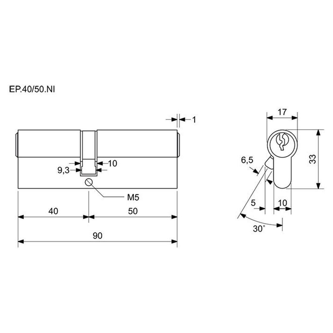 vložka cylindrická stavební 40+50 3kl. Ni RICHTER 0.3 Kg MTA MAXMIX Sklad14 495092