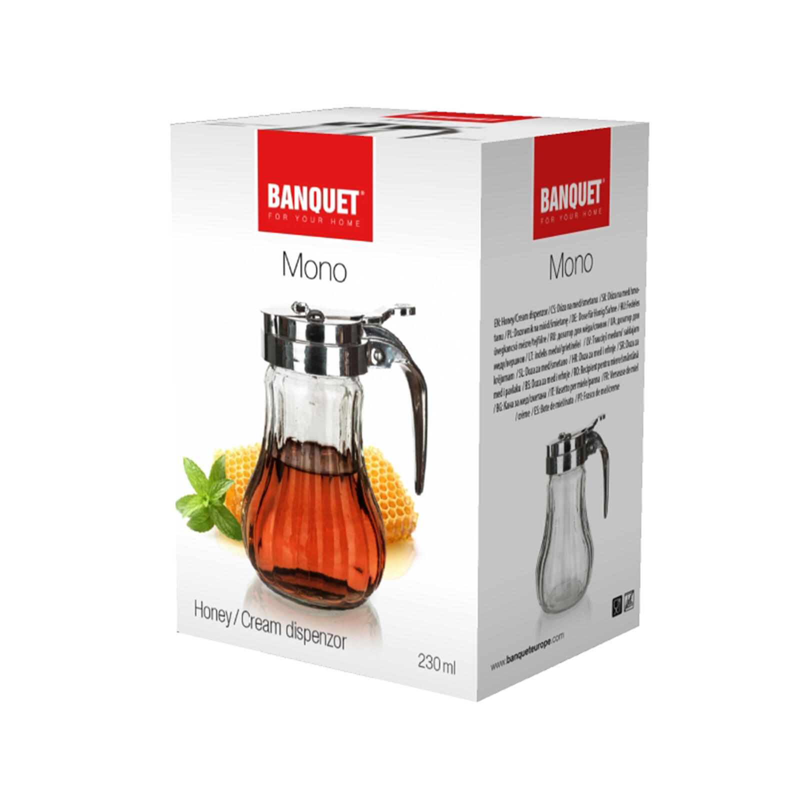 dóza na med/smetanu MONO 230ml sklo/nerez