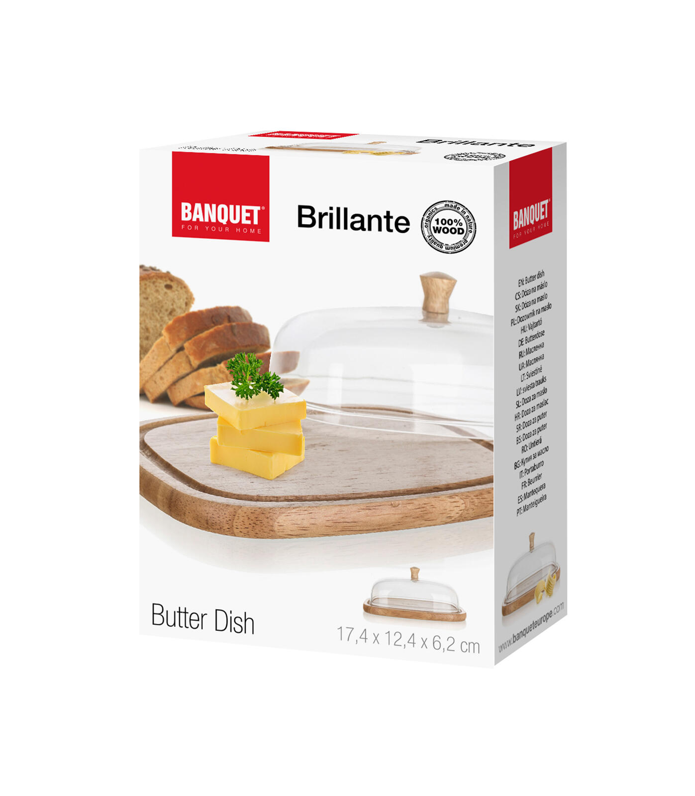 máslenka BRILLANTE 17,4x12,4x6,2cm akryl/dřev. 0.26 Kg MTA MAXMIX Sklad14 369809