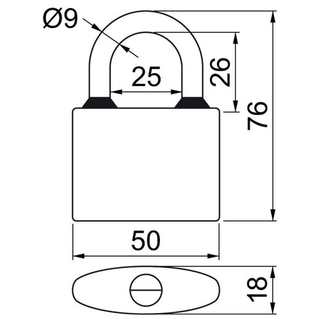 zámek visací OVAL 52 3kl. na stejný uzávěr  RICHTER 0.27 Kg MTA MAXMIX Sklad14 495096