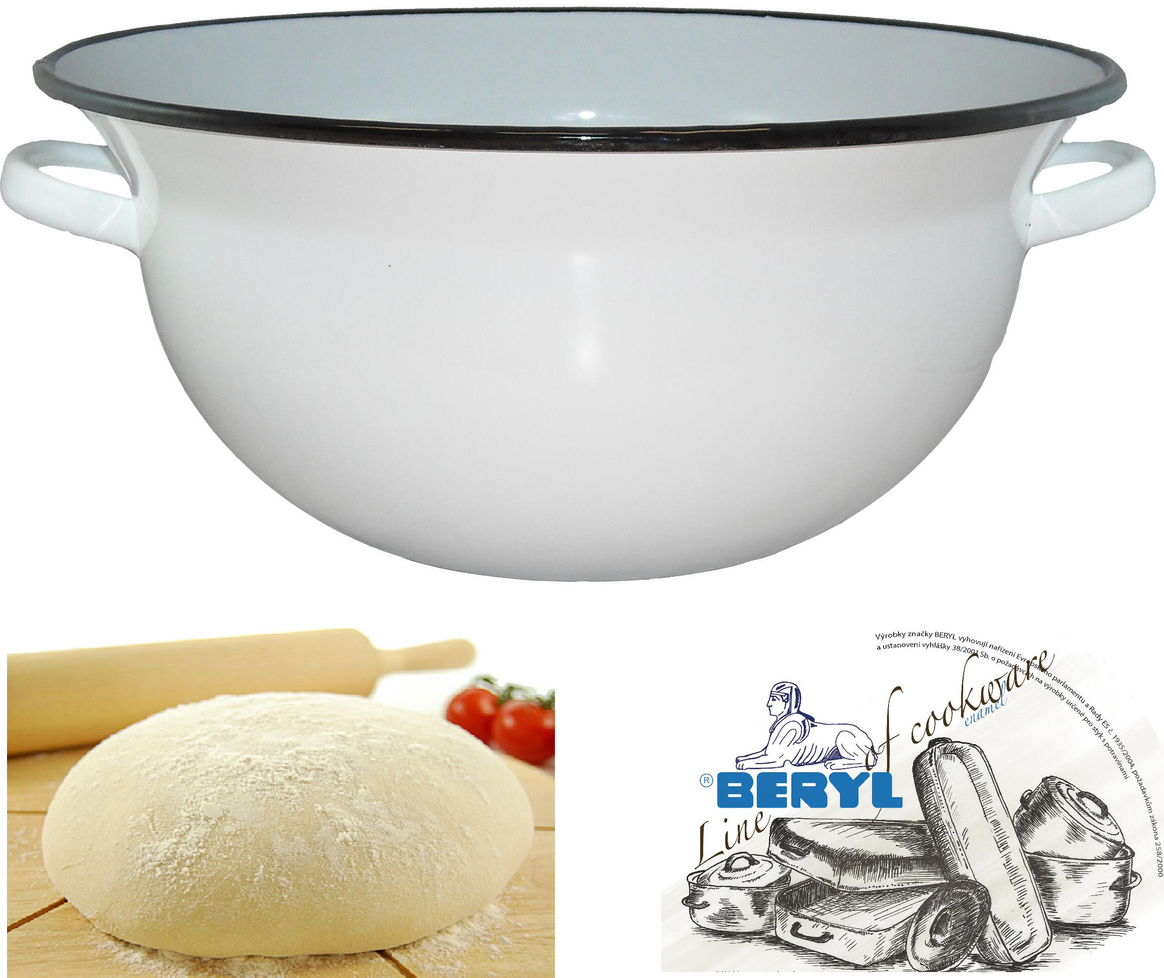 krajáč s uchy 38cm 10l smalt BÍ 1.7 Kg MTA MAXMIX Sklad14 201717