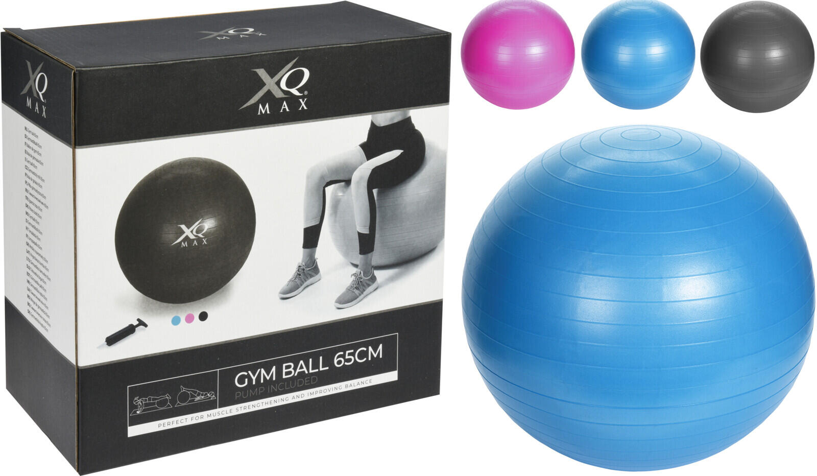 míč YOGABALL pr.65cm PVC XQ MAX mix barev+pumpička 0.87 Kg MAXMIX Sklad14 386226 186