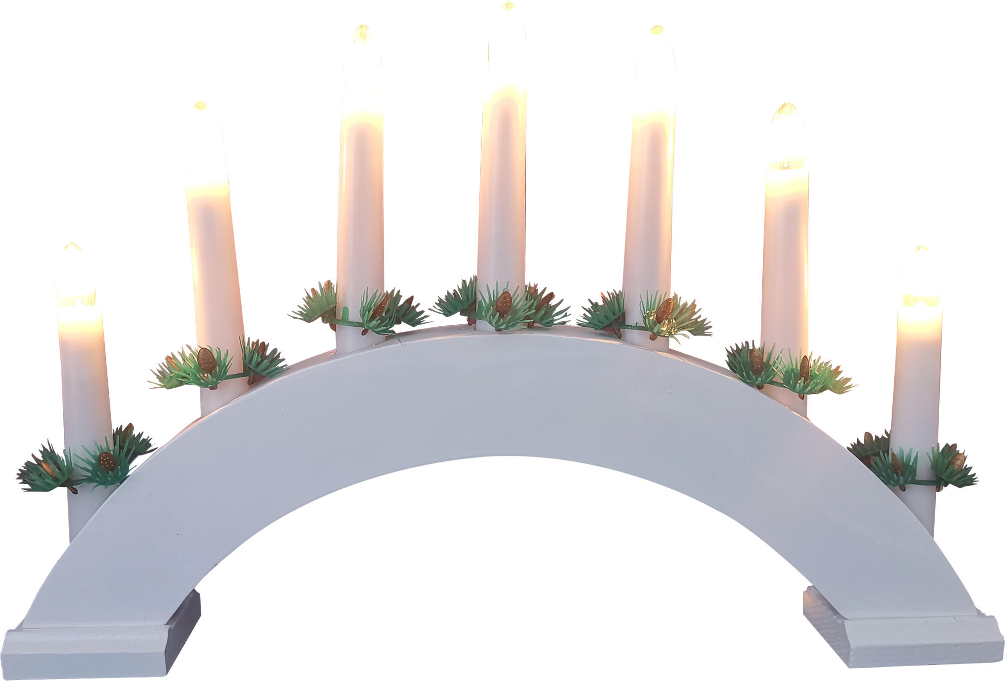 svícen vánoční el. 7 svíček,teplá BÍ,oblouk,dřev.BÍ,do zásuvky 0.67 Kg MTA MAXMIX Sklad14 791878