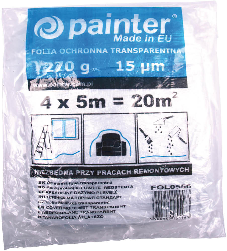 fólie zakrývací 4x 5m, 15µm 0.27Kg MAT MAXMIX Sklad14 716551