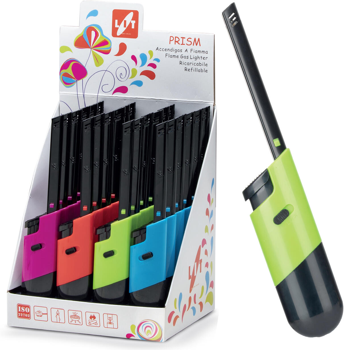 zapalovač PRISM 19cm plamínkový, dětská pojistka, mix barev 0.05Kg MAT MAXMIX Sklad14 581707