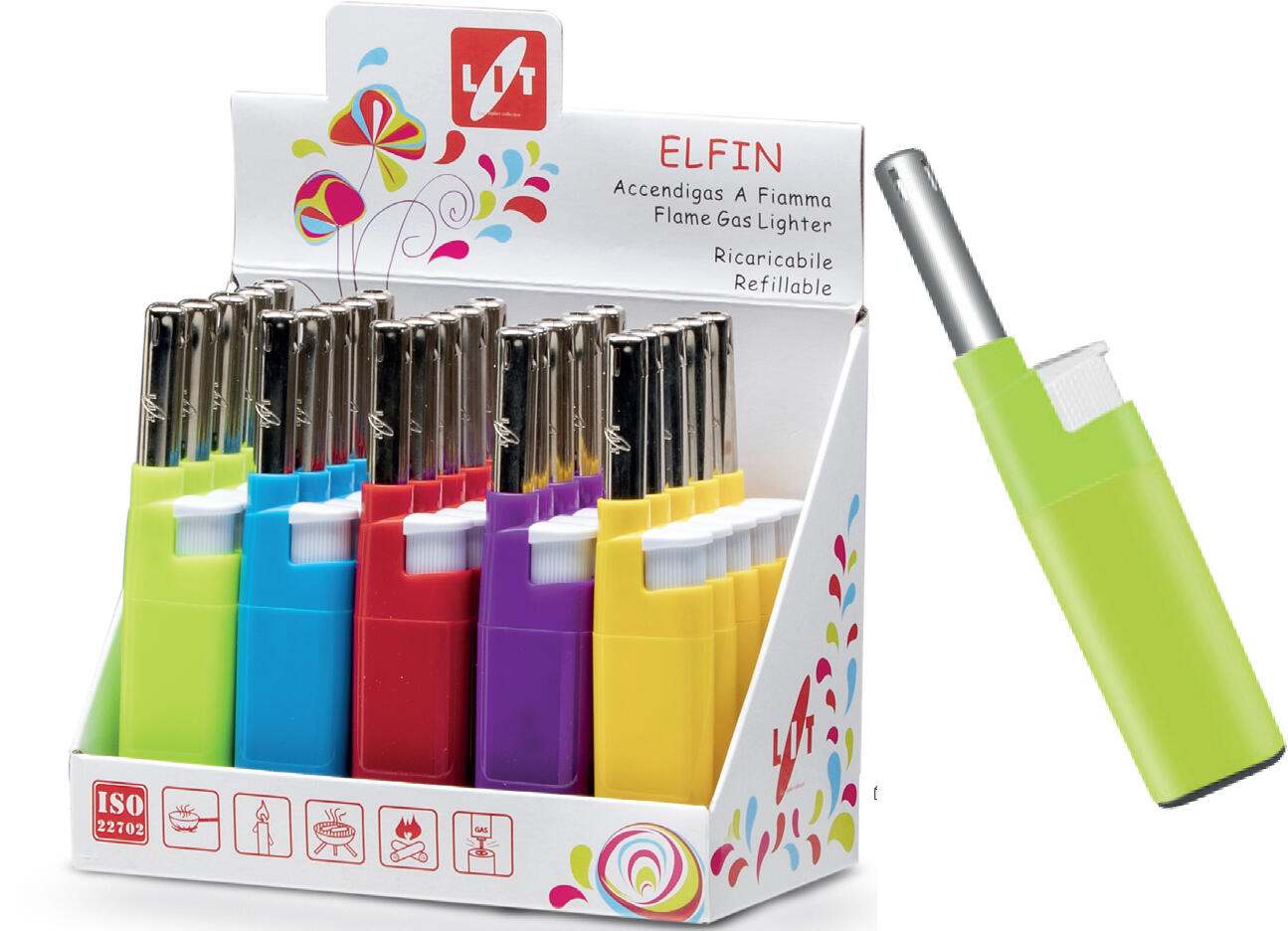 zapalovač ELFIN 12cm plamínkový, mix barev 0.02 Kg MAXMIX Sklad14 581711 655