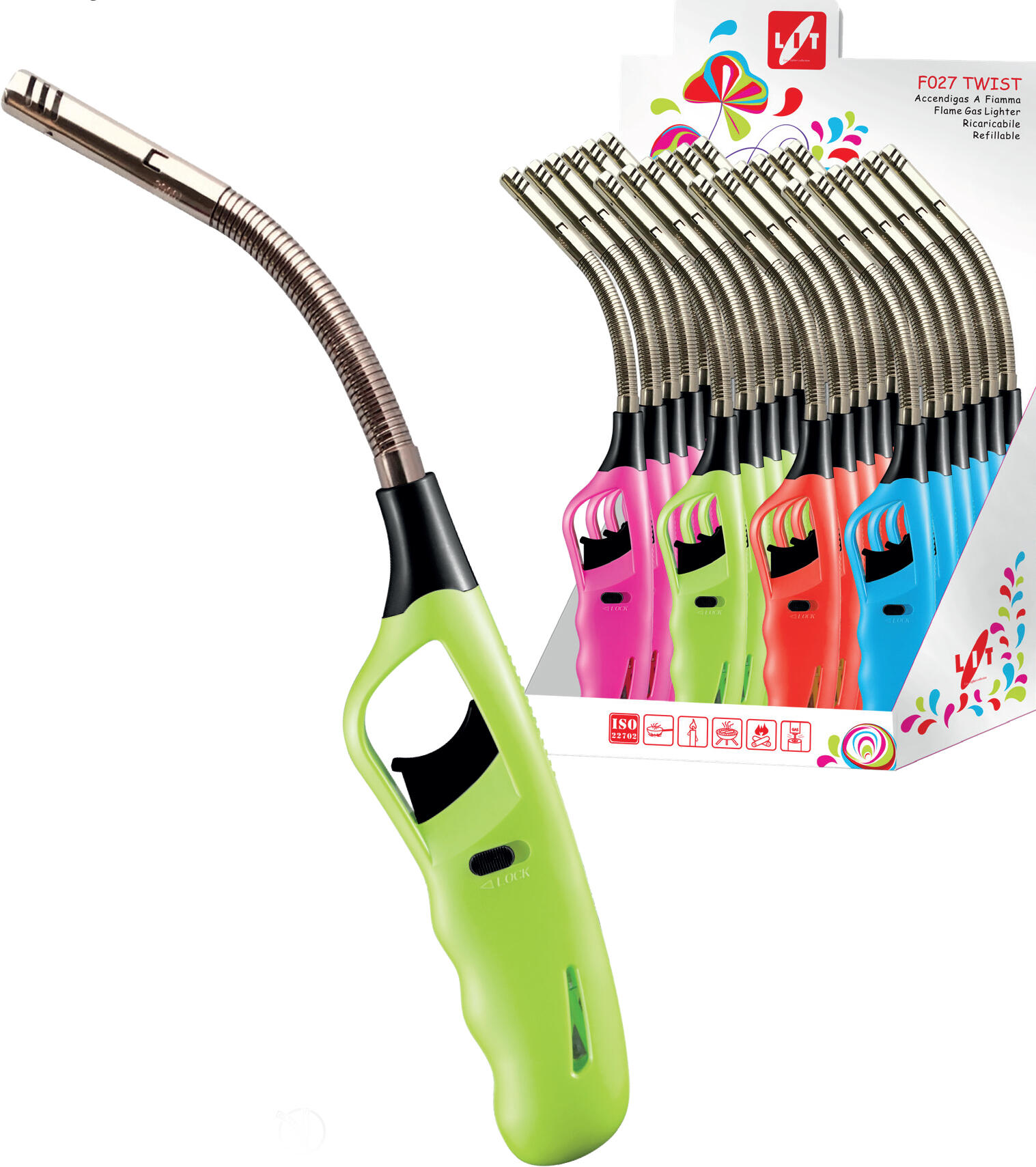 zapalovač TWIST flexi 27cm plamínkový, dětská pojistka, mix barev 0.09Kg MAT MAXMIX Sklad14 581713