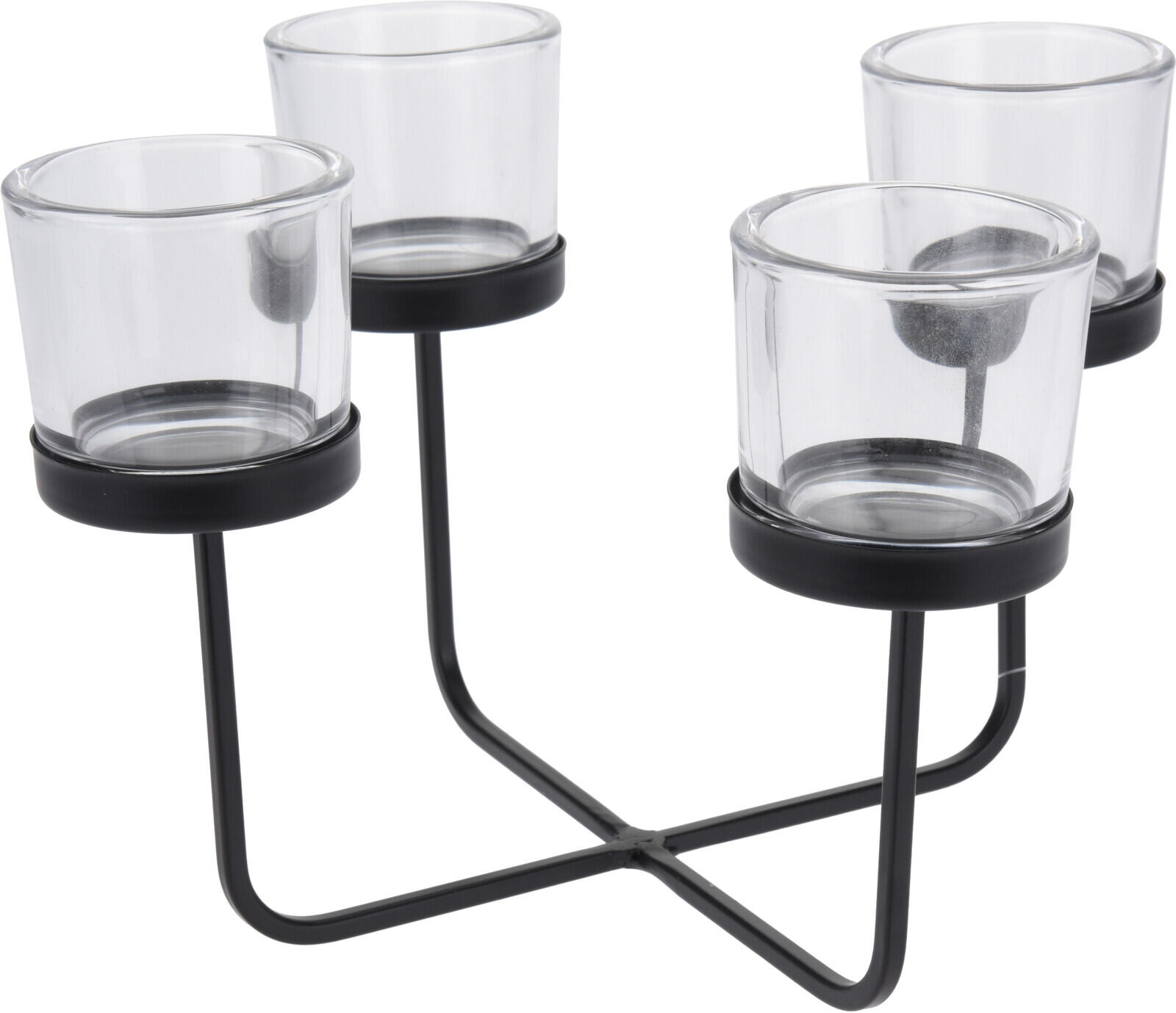 svícen 4ramenný 25x19,5x15,9cm sklo/kov.ČER 0.94 Kg MTA MAXMIX Sklad14 386276