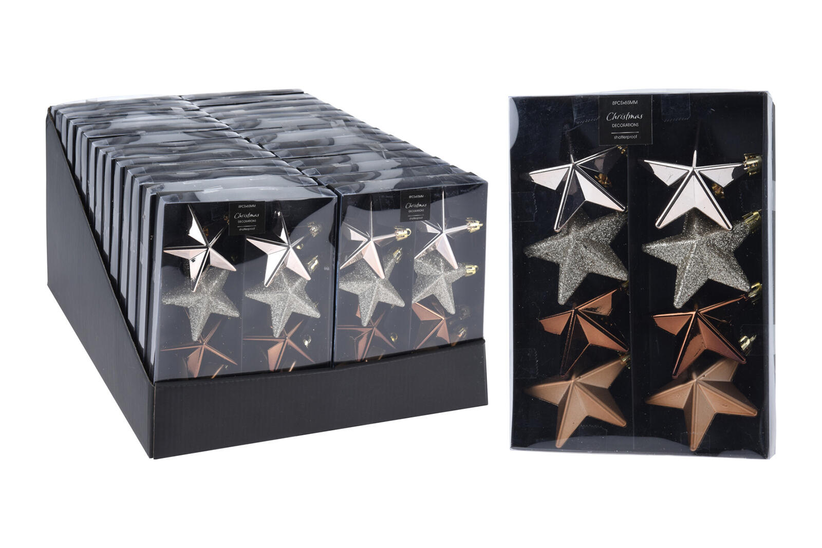 ozdoba vánoční HVĚZDA 6,5cm HN,ZLA,STŘ mix (8ks) 0.05 Kg MTA MAXMIX Sklad14 386365