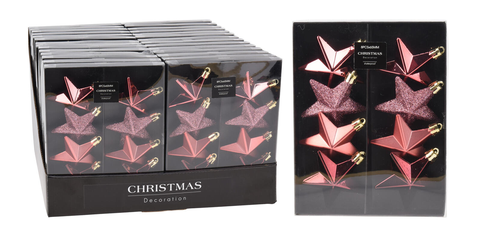 ozdoba vánoční HVĚZDA 6,5cm RŮŽ mix (8ks) 0.03 Kg MTA MAXMIX Sklad14 386367