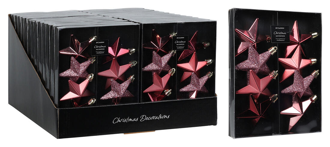 ozdoba vánoční HVĚZDA 6,5cm RŮŽ mix (8ks) 0.03 Kg MTA MAXMIX Sklad14 386367