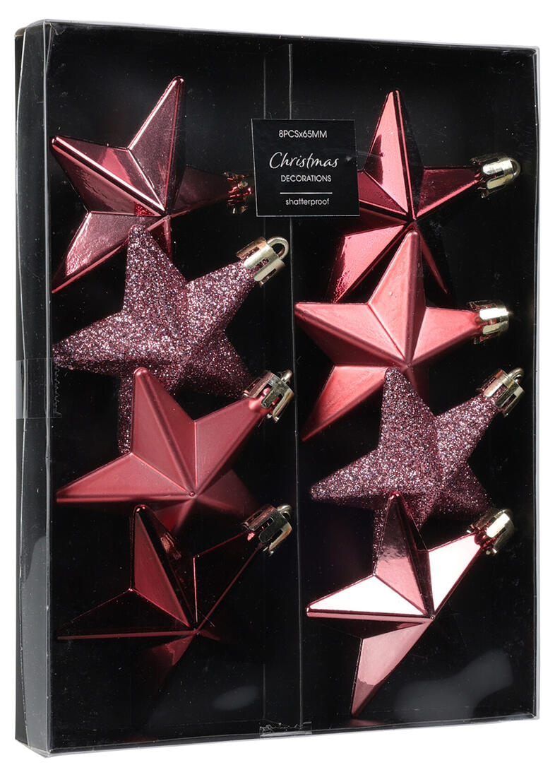 ozdoba vánoční HVĚZDA 6,5cm RŮŽ mix (8ks) 0.03 Kg MTA MAXMIX Sklad14 386367