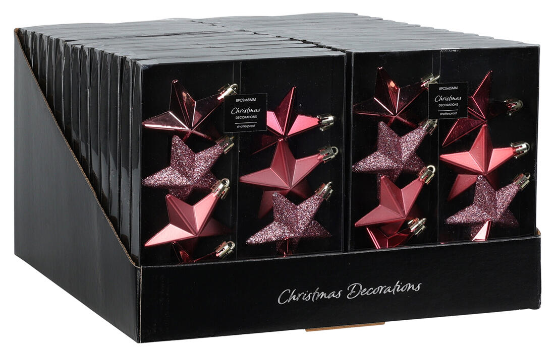 ozdoba vánoční HVĚZDA 6,5cm RŮŽ mix (8ks) 0.03 Kg MTA MAXMIX Sklad14 386367