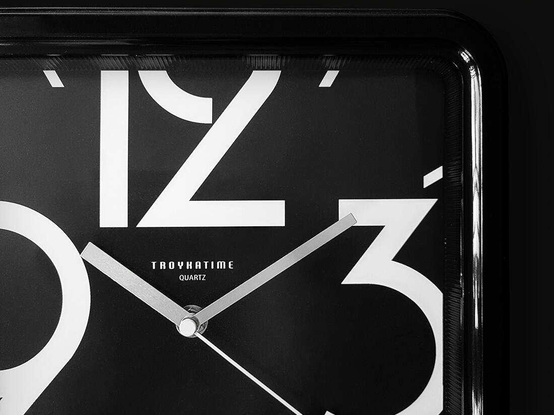 hodiny nástěnné 25x25cm PH ČER, minerální sklo (velký číselník)