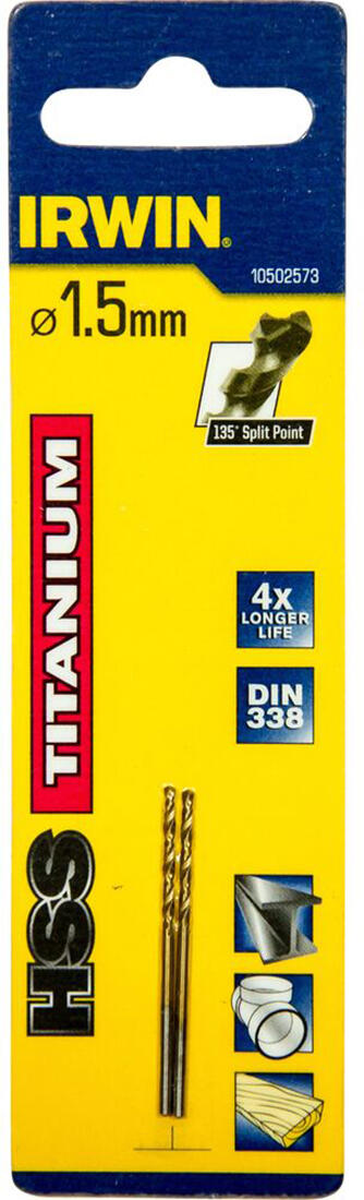 vrták do kovu HSS TITANIUM  1,5x18/40mm (2ks) IRWIN 0.01 Kg MTA MAXMIX Sklad14 671272
