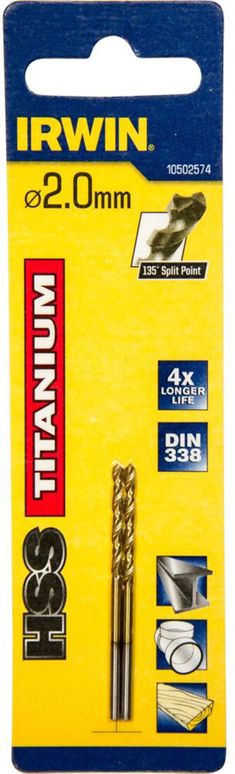 vrták do kovu HSS TITANIUM  2,0x24/49mm (2ks) IRWIN 0.01 Kg MTA MAXMIX Sklad14 671273