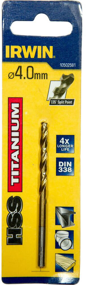 vrták do kovu HSS TITANIUM  4,0x43/75mm IRWIN 0.01 Kg MTA MAXMIX Sklad14 671283