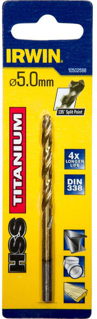 vrták do kovu HSS TITANIUM  5,0x52/86mm IRWIN 0.01 Kg MTA MAXMIX Sklad14 671290