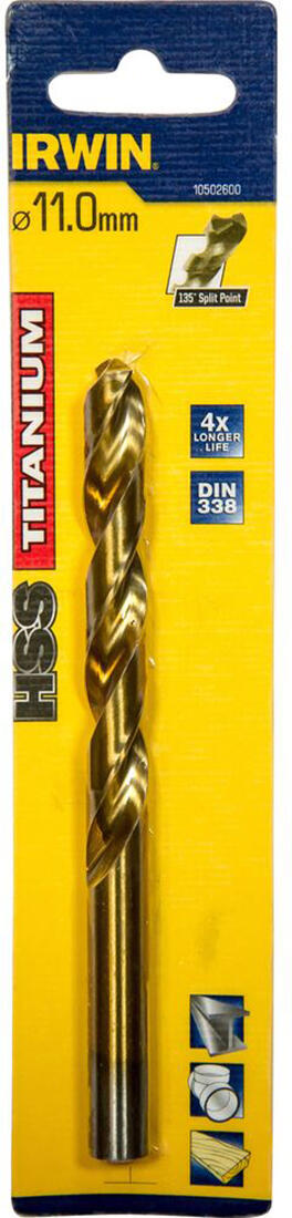 vrták do kovu HSS TITANIUM 11,0x94/142mm IRWIN 0.08 Kg MTA MAXMIX Sklad14 671306