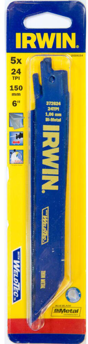 list pil. na kov do mečových pil 150mm/24TPI (5ks) IRWIN 0.09 Kg MTA MAXMIX Sklad14 471223