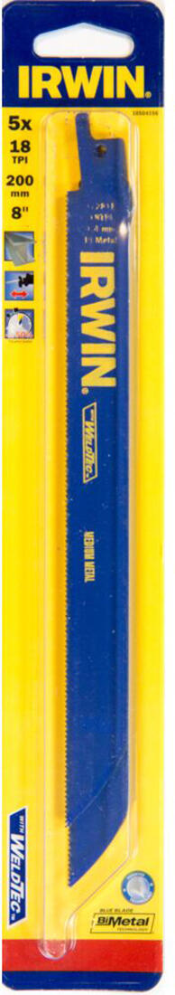 list pil. na kov do mečových pil 200mm/18TPI (5ks) IRWIN 0.13 Kg MTA MAXMIX Sklad14 471227