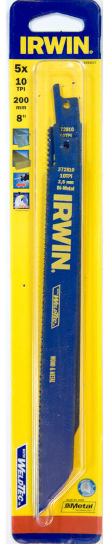 list pil. na kov a dřevo do mečových pil 200mm/10TPI (5ks) IRWIN 0.18 Kg MTA MAXMIX Sklad14 471235