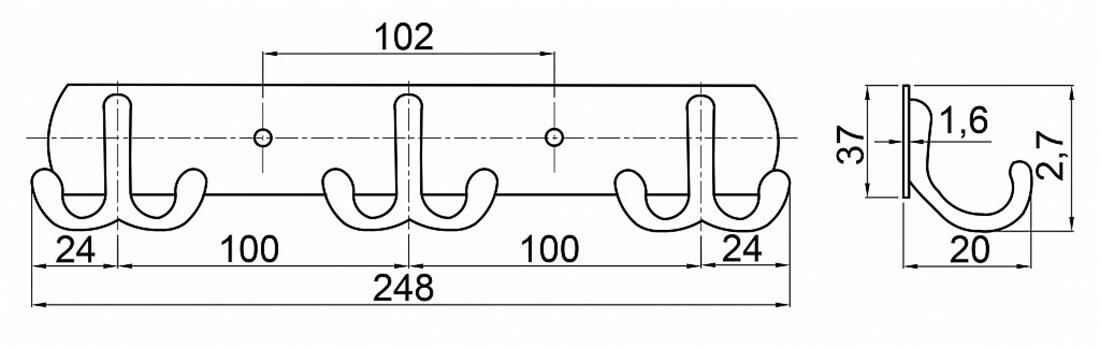 věšák 3x dvojháček CYRIL Cr 0.21 Kg MTA MAXMIX Sklad14 523091