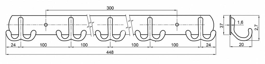 věšák 5x dvojháček CYRIL Cr 0.36 Kg MTA MAXMIX Sklad14 523093